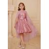 imageGRACE KARIN Girls Sequin Party Dress Formal Wedding Birthday Midi Sleeveless Dress 512YPink