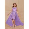 imageGRACE KARIN Girls Sequin Party Dress Formal Wedding Birthday Midi Sleeveless Dress 512YPurple