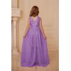 imageGRACE KARIN Girls Sequin Party Dress Formal Wedding Birthday Midi Sleeveless Dress 512YPurple