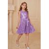 imageGRACE KARIN Girls Sequin Party Dress Formal Wedding Birthday Midi Sleeveless Dress 512YPurple