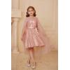 imageGRACE KARIN Girls Sequin Party Dress Formal Wedding Birthday Midi Sleeveless Dress 512YRose Gold