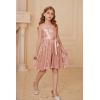 imageGRACE KARIN Girls Sequin Party Dress Formal Wedding Birthday Midi Sleeveless Dress 512YRose Gold