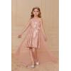 imageGRACE KARIN Girls Sequin Party Dress Formal Wedding Birthday Midi Sleeveless Dress 512YRose Gold