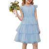 imageGRACE KARIN Girl Summer Birthday Party Dress Ruffle Tiered Tulle Princess Prom Dress Size 512Light Blue