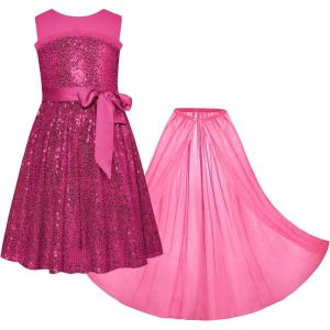 imageGRACE KARIN Girls Sequin Party Dress Formal Wedding Birthday Midi Sleeveless Dress 512YHot Pink