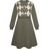 imageGRACE KARIN Girl Long Sleeve Sweater Dress Knit Casual Fall Winter Dresses for Girls 512 Button FrontDark Green