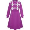 imageGRACE KARIN Girl Long Sleeve Sweater Dress Knit Casual Fall Winter Dresses for Girls 512 Button FrontDark Purple