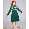 imageGRACE KARIN Girl Long Sleeve Sweater Dress Knit Casual Fall Winter Dresses for Girls 512 Button FrontGreen