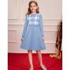 imageGRACE KARIN Girl Long Sleeve Sweater Dress Knit Casual Fall Winter Dresses for Girls 512 Button FrontLight Blue