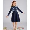 imageGRACE KARIN Girl Long Sleeve Sweater Dress Knit Casual Fall Winter Dresses for Girls 512 Button FrontNavy Blue