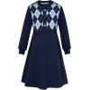 imageGRACE KARIN Girl Long Sleeve Sweater Dress Knit Casual Fall Winter Dresses for Girls 512 Button FrontNavy Blue