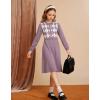 imageGRACE KARIN Girl Long Sleeve Sweater Dress Knit Casual Fall Winter Dresses for Girls 512 Button FrontPurple