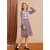 imageGRACE KARIN Girl Long Sleeve Sweater Dress Knit Casual Fall Winter Dresses for Girls 512 Button FrontPurple