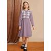 imageGRACE KARIN Girl Long Sleeve Sweater Dress Knit Casual Fall Winter Dresses for Girls 512 Button FrontPurple