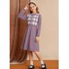 imageGRACE KARIN Girl Long Sleeve Sweater Dress Knit Casual Fall Winter Dresses for Girls 512 Button FrontPurple