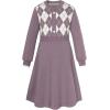 imageGRACE KARIN Girl Long Sleeve Sweater Dress Knit Casual Fall Winter Dresses for Girls 512 Button FrontPurple