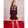 imageGRACE KARIN Girl Long Sleeve Sweater Dress Knit Casual Fall Winter Dresses for Girls 512 Button FrontRed