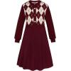 imageGRACE KARIN Girl Long Sleeve Sweater Dress Knit Casual Fall Winter Dresses for Girls 512 Button FrontRed