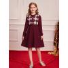 imageGRACE KARIN Girl Long Sleeve Sweater Dress Knit Casual Fall Winter Dresses for Girls 512 Button FrontRed