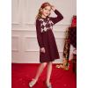 imageGRACE KARIN Girl Long Sleeve Sweater Dress Knit Casual Fall Winter Dresses for Girls 512 Button FrontRed