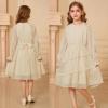 imageGRACE KARIN Girls Long Sleeve Dress Kid Fall Formal Party Ruffle Holiday Midi Flowy Dress with Belt Size 512 YearsBeige