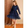 imageGRACE KARIN Girls Long Sleeve Dress Kid Fall Formal Party Ruffle Holiday Midi Flowy Dress with Belt Size 512 YearsNavy Blue