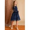 imageGRACE KARIN Girls Long Sleeve Dress Kid Fall Formal Party Ruffle Holiday Midi Flowy Dress with Belt Size 512 YearsNavy Blue