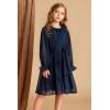 imageGRACE KARIN Girls Long Sleeve Dress Kid Fall Formal Party Ruffle Holiday Midi Flowy Dress with Belt Size 512 YearsNavy Blue