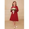 imageGRACE KARIN Girls Long Sleeve Dress Kid Fall Formal Party Ruffle Holiday Midi Flowy Dress with Belt Size 512 YearsRed