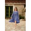 imageGRACE KARIN Girls Long Sleeve Dress Ruffle High Low Hem Fall Winter Chiffon Dress Size 512Blue