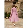 imageGRACE KARIN Girls Long Sleeve Dress Ruffle High Low Hem Fall Winter Chiffon Dress Size 512Pink