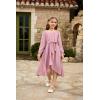 imageGRACE KARIN Girls Long Sleeve Dress Ruffle High Low Hem Fall Winter Chiffon Dress Size 512Pink