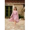 imageGRACE KARIN Girls Long Sleeve Dress Ruffle High Low Hem Fall Winter Chiffon Dress Size 512Pink