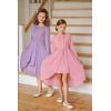 imageGRACE KARIN Girls Long Sleeve Dress Ruffle High Low Hem Fall Winter Chiffon Dress Size 512Pink