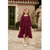 imageGRACE KARIN Girls Long Sleeve Dress Ruffle High Low Hem Fall Winter Chiffon Dress Size 512Wine Red