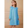 imageGRACE KARIN Girls Long Sleeve Sequin Dresses Kids Crew Neck Sparkly Ruffle Formal Party Dress with Hairbow 512YLight Blue