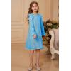 imageGRACE KARIN Girls Long Sleeve Sequin Dresses Kids Crew Neck Sparkly Ruffle Formal Party Dress with Hairbow 512YLight Blue