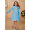 imageGRACE KARIN Girls Long Sleeve Sequin Dresses Kids Crew Neck Sparkly Ruffle Formal Party Dress with Hairbow 512YLight Blue