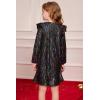 imageGRACE KARIN Girls Long Sleeve Sequin Dresses Kids Crew Neck Sparkly Ruffle Formal Party Dress with Hairbow 512YMulticolor Black