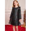 imageGRACE KARIN Girls Long Sleeve Sequin Dresses Kids Crew Neck Sparkly Ruffle Formal Party Dress with Hairbow 512YMulticolor Black