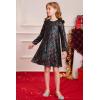 imageGRACE KARIN Girls Long Sleeve Sequin Dresses Kids Crew Neck Sparkly Ruffle Formal Party Dress with Hairbow 512YMulticolor Black