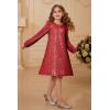 imageGRACE KARIN Girls Long Sleeve Sequin Dresses Kids Crew Neck Sparkly Ruffle Formal Party Dress with Hairbow 512YRed