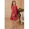 imageGRACE KARIN Girls Long Sleeve Sequin Dresses Kids Crew Neck Sparkly Ruffle Formal Party Dress with Hairbow 512YRed