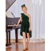 imageGRACE KARIN Girls One Shoulder Sequin Dress High Low Party Dress for 514YGreen