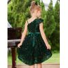 imageGRACE KARIN Girls One Shoulder Sequin Dress High Low Party Dress for 514YGreen