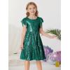 imageGRACE KARIN Girls Party Dress Sequin Formal Fancy Birthday Dress for Girls Prom Ruffle Midi Dress 514YearsDark Green