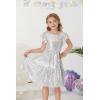 imageGRACE KARIN Girls Party Dress Sequin Formal Fancy Birthday Dress for Girls Prom Ruffle Midi Dress 514YearsSilver