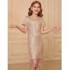 imageGRACE KARIN Girls Sequin Flapper Fancy Fringe Party Dress Kid Sparkly Formal Bodycon Dress with Hairbow Size 512 YearsRose Gold