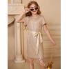 imageGRACE KARIN Girls Sequin Flapper Fancy Fringe Party Dress Kid Sparkly Formal Bodycon Dress with Hairbow Size 512 YearsRose Gold