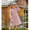 imageGRACE KARIN Girls Sweater Dress Fall Winter Lantern Sleeve Knit Casual Dress Formal Party Dresses for Girls Size 410Leather Pink